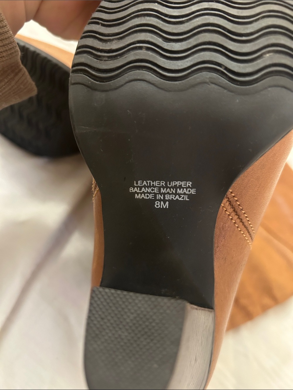 White Mountain Cognac Genuine Leather Mid-Calf Heeled Boots - Picture 6 of 7